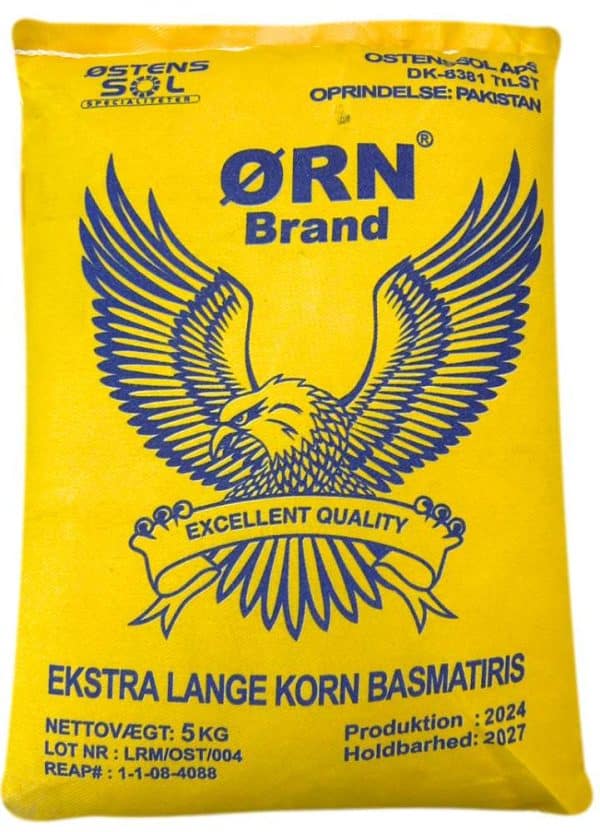 Ørn Brand Basmati Ris, Ekstra Lange (Gul) 5 kg